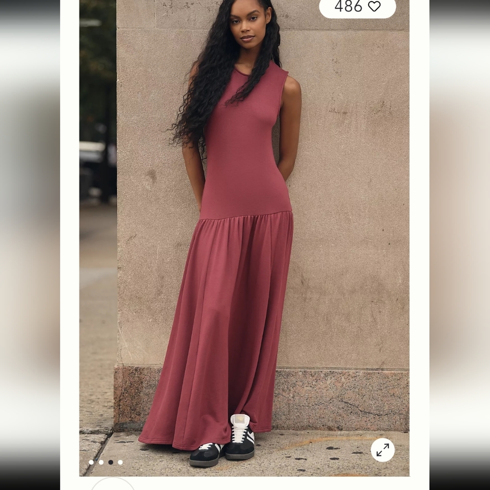 Anthropologie Pink Sleeveless Sheath Maxi Dress